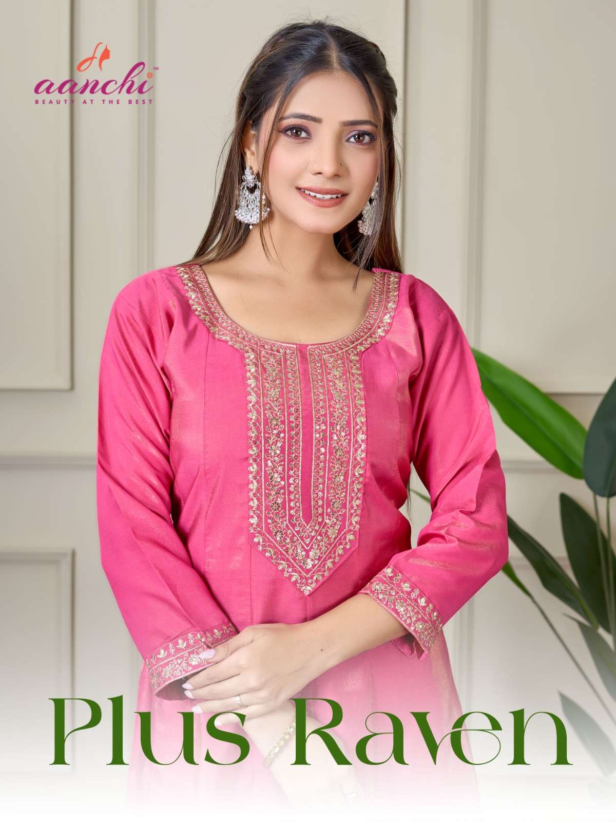 AANCHI PLUS RAVEN  PURE ROMAN SIMMER KURTIS-00286