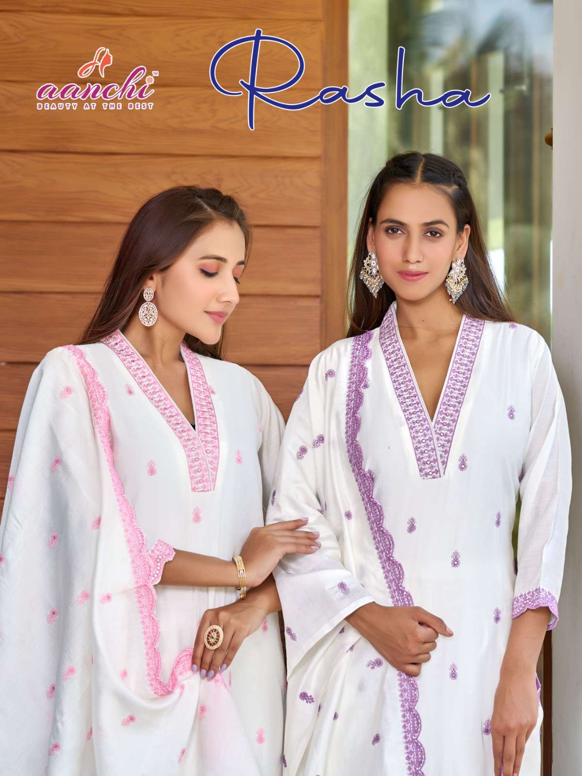 AANCHI RASHA PURE ROMAN SILK EMBROIDERY DRESSES-00286