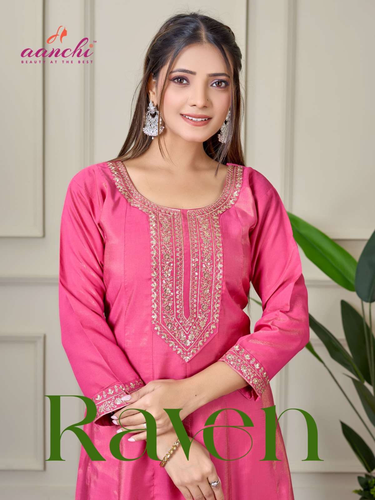 AANCHI RAVEN 1001 TO 1004 SERIES PURE ROMAN SIMMER KURTIS-00286