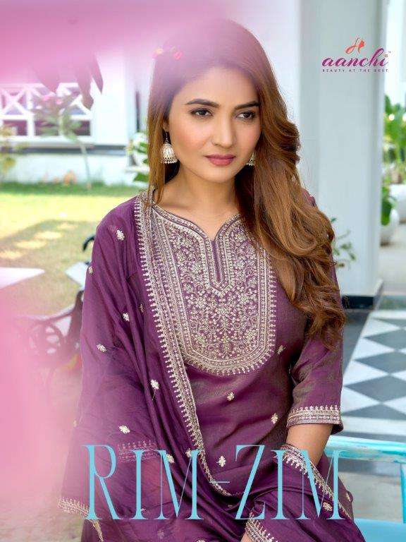 AANCHI RIM-ZIM PURE FANCY ROMAN SHIMMER EMBROIDERY DRESSES-00286