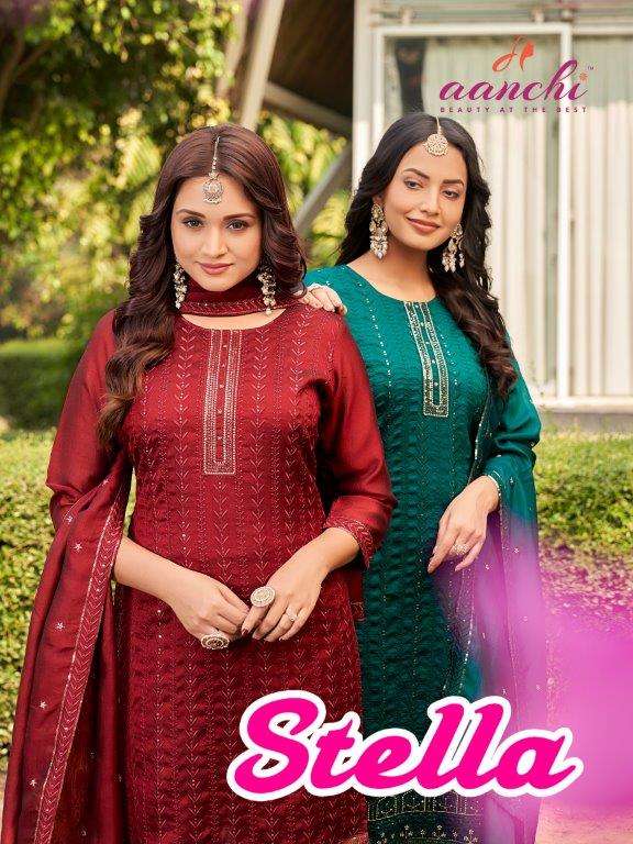 AANCHI STELLA PURE VICHITRA SILK EMBROIDERY DRESSES-00286