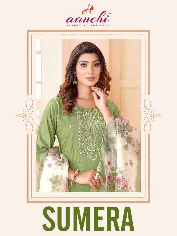 AANCHI SUMERA 77001 TO 77005 SERIES PURE ROMAN SHIMMER FANCY DRESSES-00286