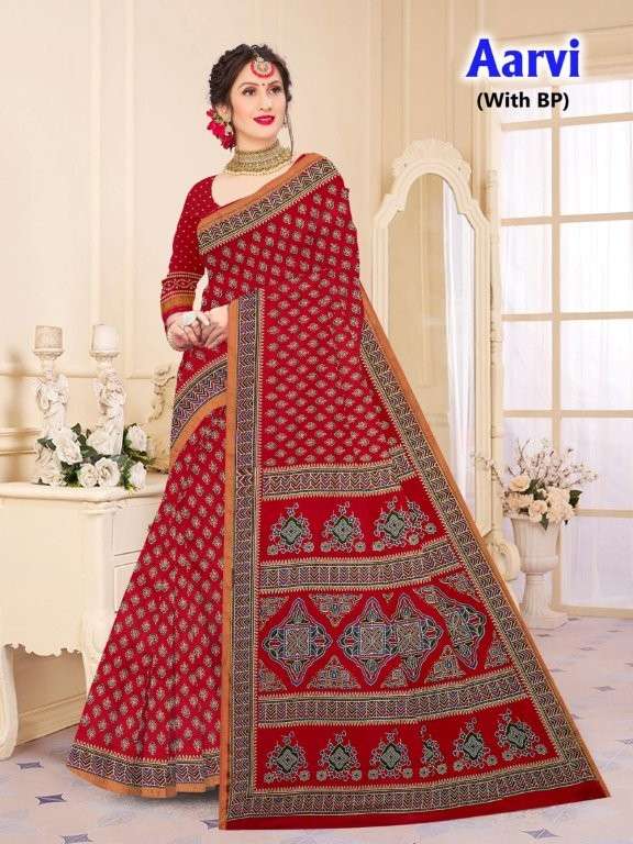 AARVI BY ASLIWHOLESALE DESIGNER PURE COTTON PRINTED SAREES-00015