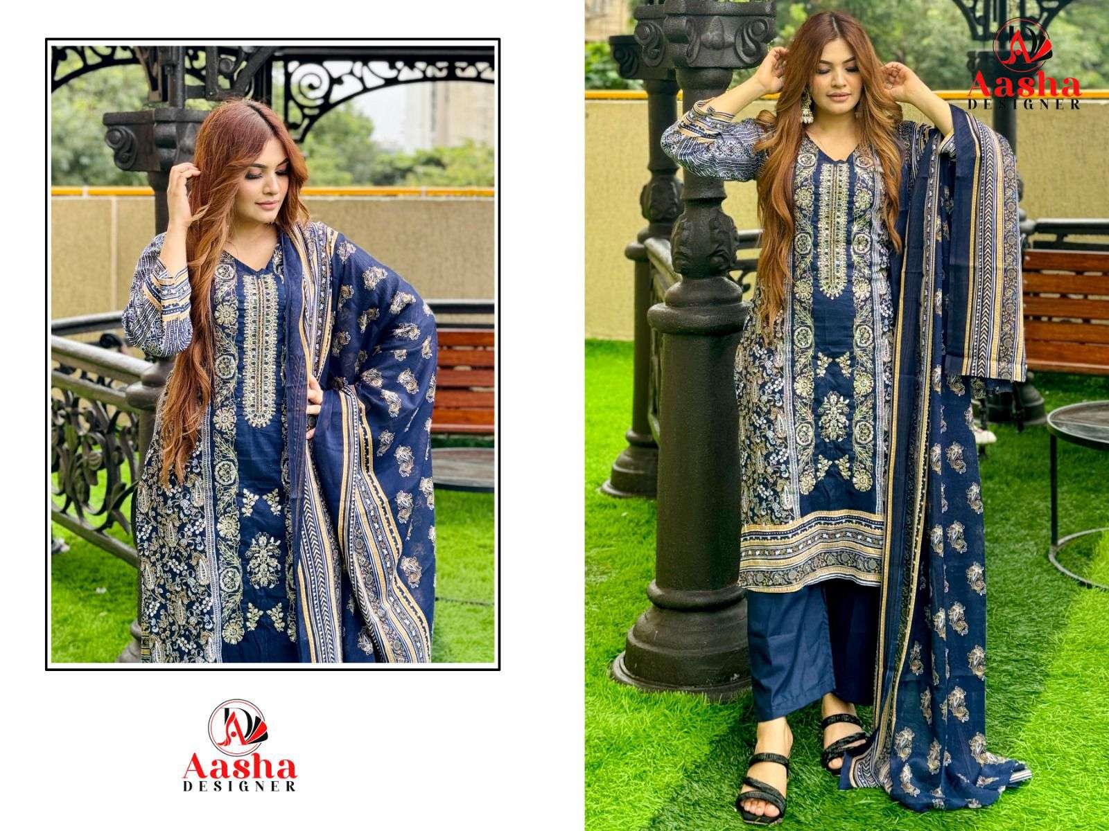 AASHA 1101 COLOUR PURE HEAVY COTTON PRINTED EMBROIDERY PAKISTANI DRESS-00062