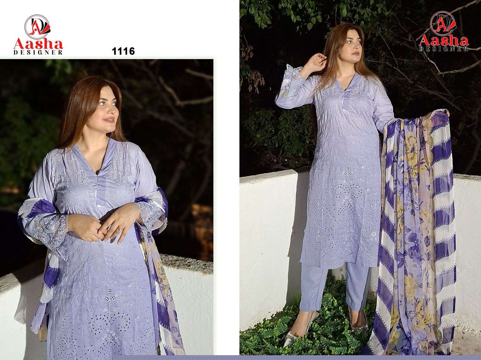 AASHA 1116 AND 1117 COLOUR PURE HEAVY COTTON EMBROIDERY PAKISTANI DRESSES-00062