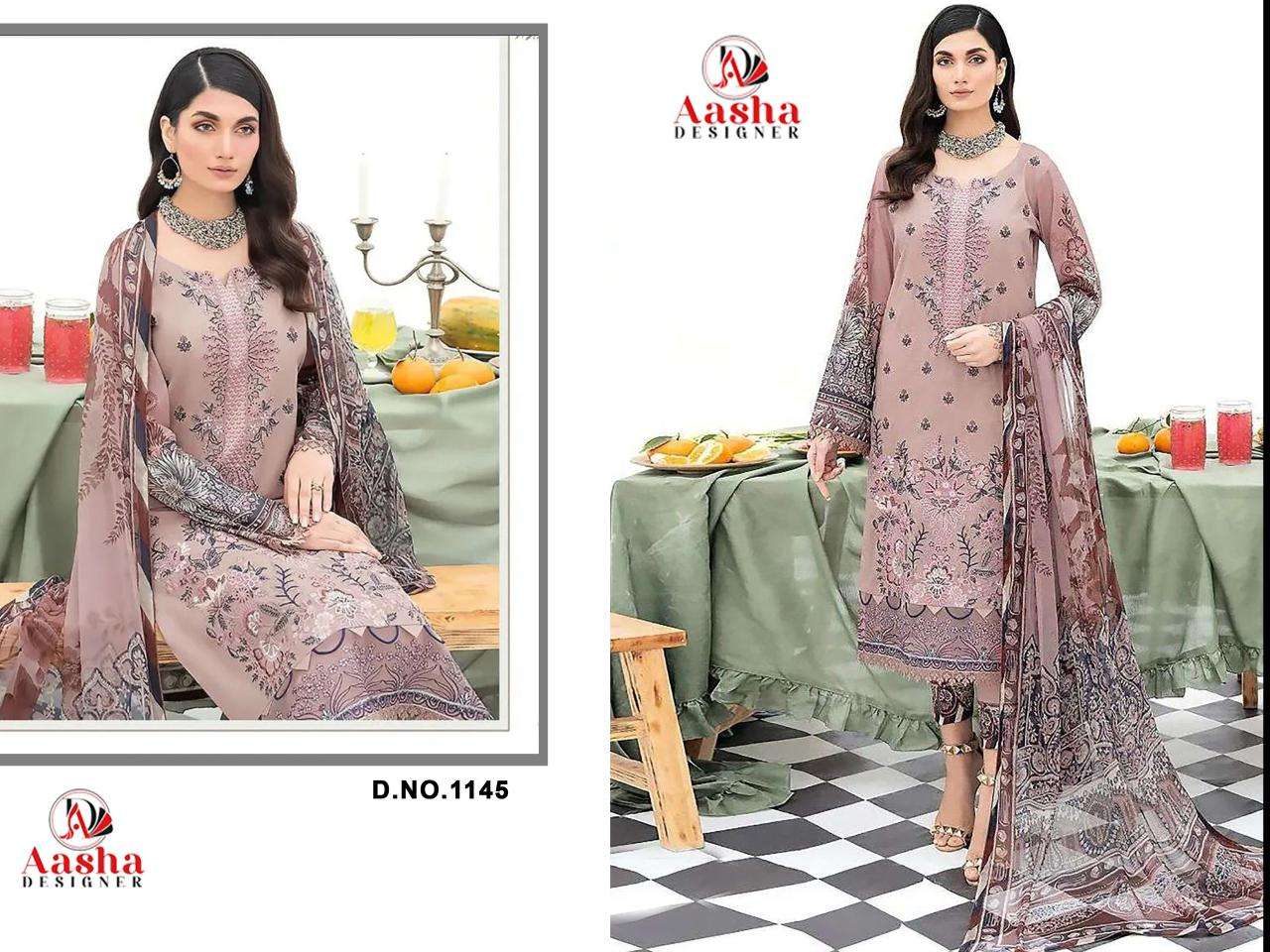 AASHA DESIGN AASHA 1145 PURE HEAVY COTTON EMBROIDERY PAKISTANI DRESS-00071
