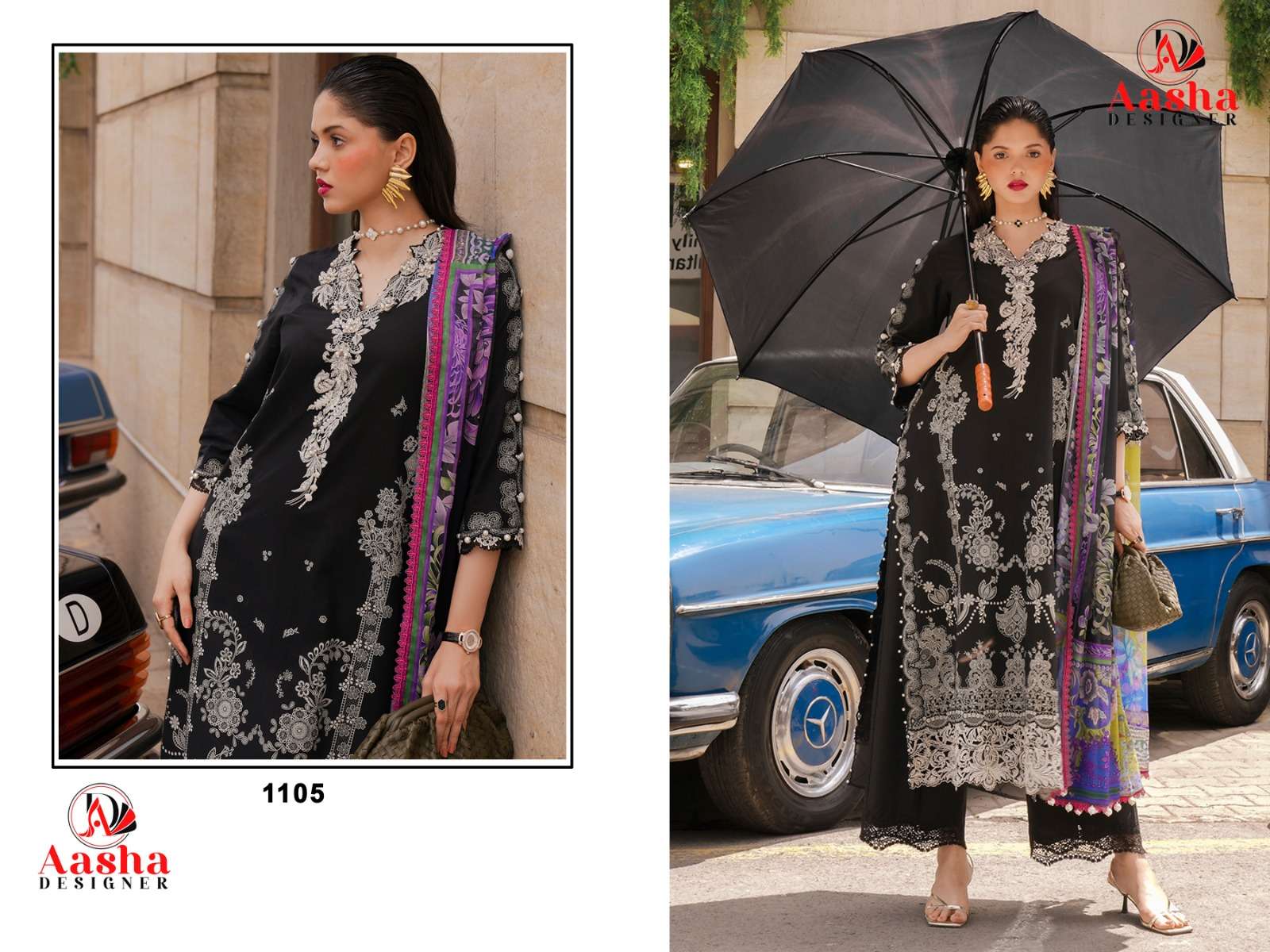AASHA DESIGNER AASHA-1105-1106 SERIES PURE COTTON PRINTED PAKISTANI DRESSES-00071