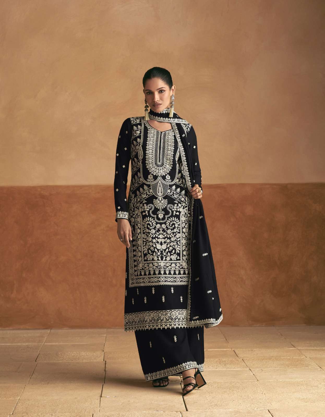 AASHIRWAD CREATION MERAKI COLOUR HEAVY EMBROIDERY CHINON SILK DRESSES-00028