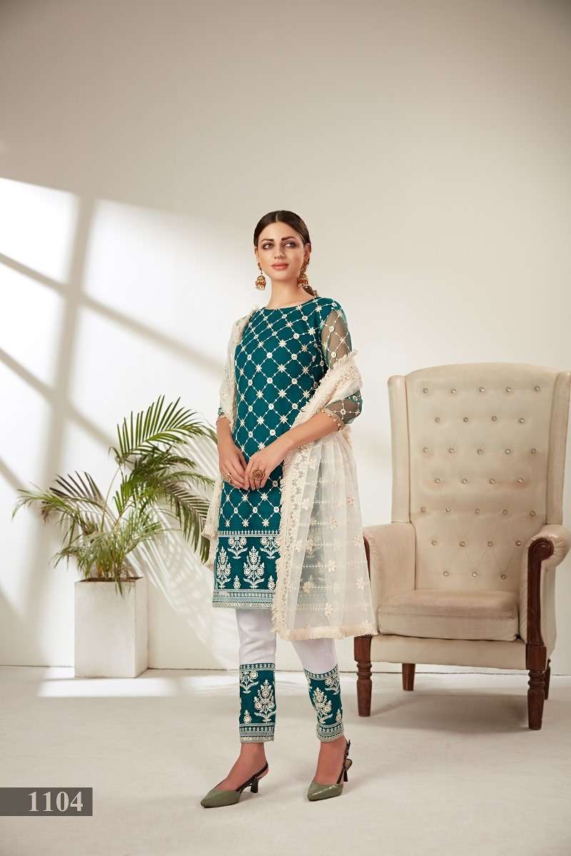 AAWIYA AAYAT VOL-1 1104 SERIES PURE ART SILK EMBROIDERY DRESSES-00060