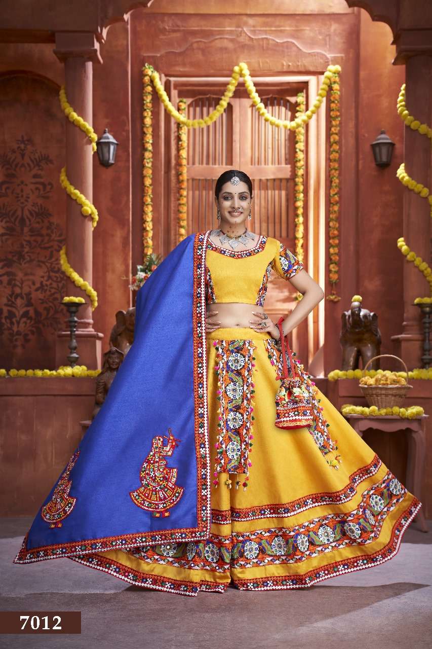 AAWIYA RAJWADI VOL-3 7012 SERIES  PURE ART SILK EMBROIDERY LEHENGAS-00060