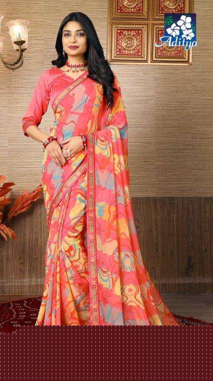 ADITYA SUJAL 3 1410 TO 1419 SERIES PURE GEORGETTE PRINTED SAREES-00090