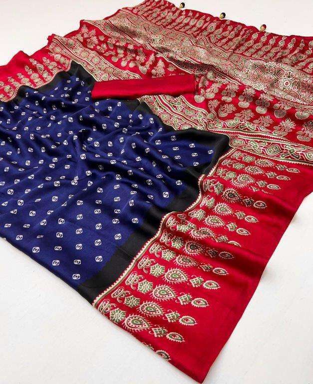 AJARAKH LUXE BY ASLIWHOLESALE DESIGNER PURE SATIN CREPE PRINTED SAREES-00178