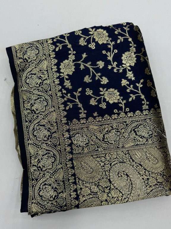 AKIL COLOUR BY ASLIWHOLESALE DESIGNER PURE BANARSI JACQUARD  EMBROIDERY SAREES-00103