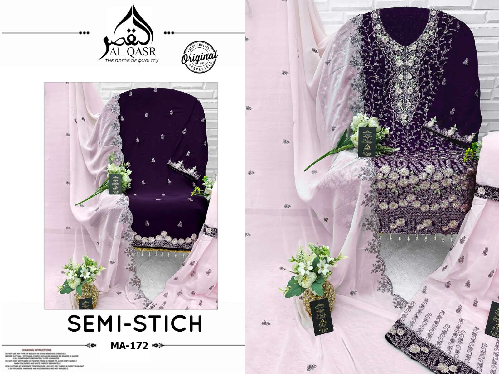 AL QASR MA-172 PURE FAUX GEORGETTE EMBROIDERY DRESSES-00245