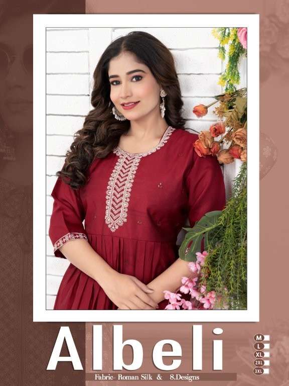 ALBELI VOL-03 BY ASLIWHOLESALE DESIGNER PURE ROMAN SILK DRESSES-00093