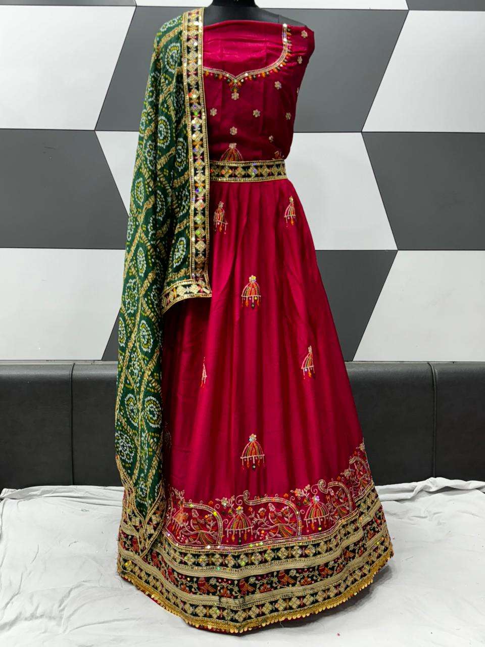 ALICE VOL-22 BY ASLIWHOLESALE DESIGNER PURE CHINON SILK LEHENGAS-00090