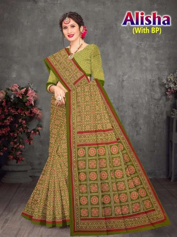 ALISHA BY ASLIWHOLESALE DESIGNER PURE COTTON PRINTED SAREES-00015
