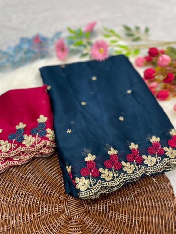 ALIYA BY ASLIWHOLESALE DESIGNER PURE CHIFFON EMBROIDERY SAREES-00279