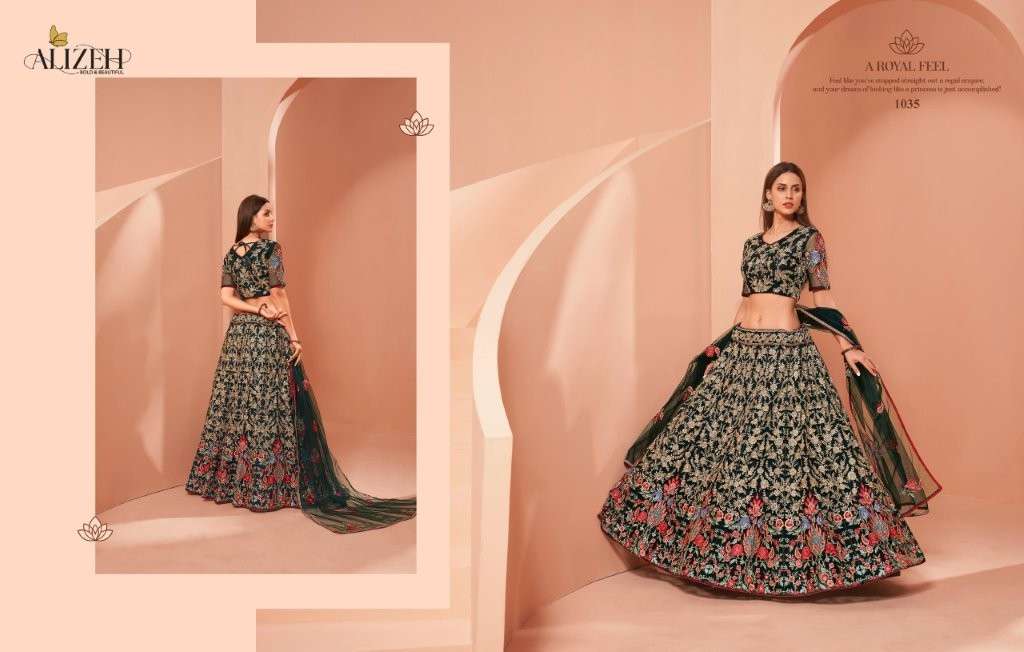 ALIZEH 1035 DESIGN PURE NET EMBROIDERY LEHENGAS-0001