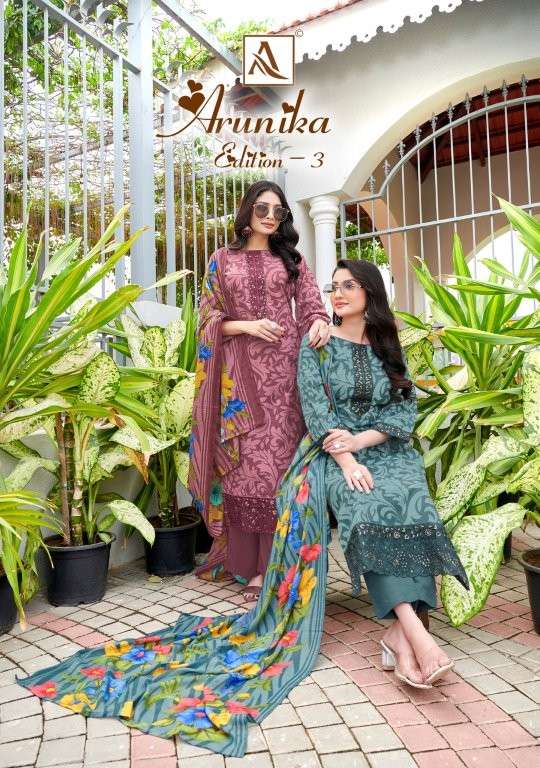 ALOK SUIT ARUNIKA VOL-03 PURE CAMBRIC COTTON PRINTED PAKISTANI DRESSES-00011