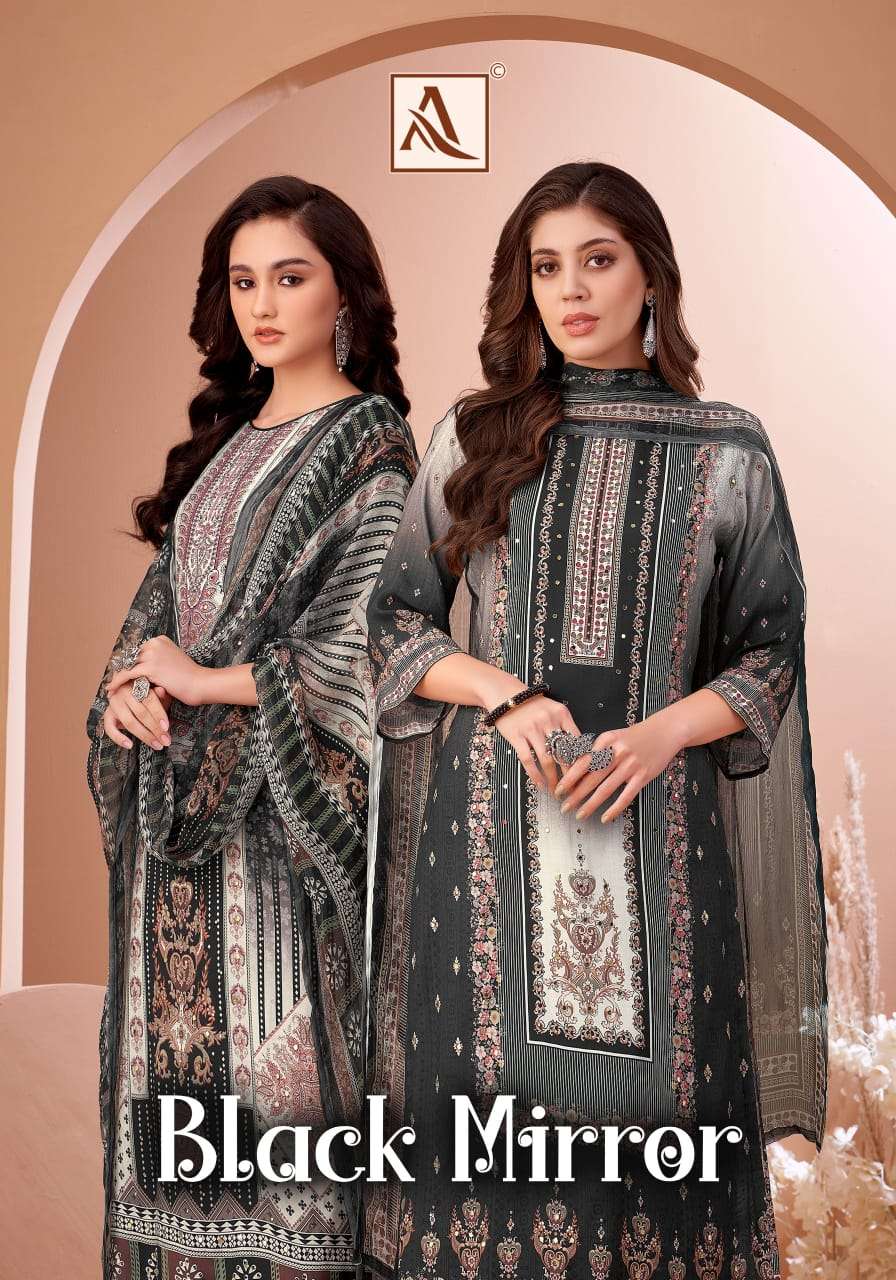 ALOK SUIT BLACK MIRROR PURE VISCOSE MUSLIN PRINTED PAKISTANI DRESSES-00201