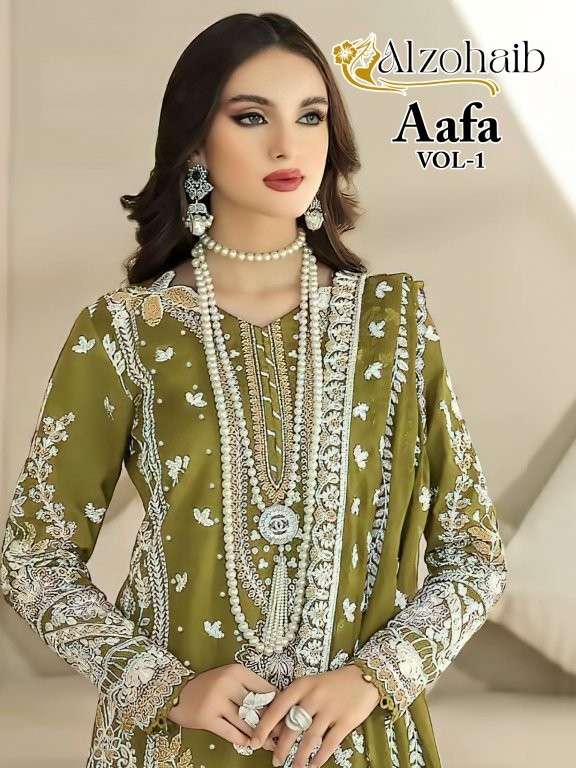 ALZOHAIB AAFA VOL-1 1196-A TO 1196-D SERIES PURE ORGANZA PAKISTANI DRESSES-00011