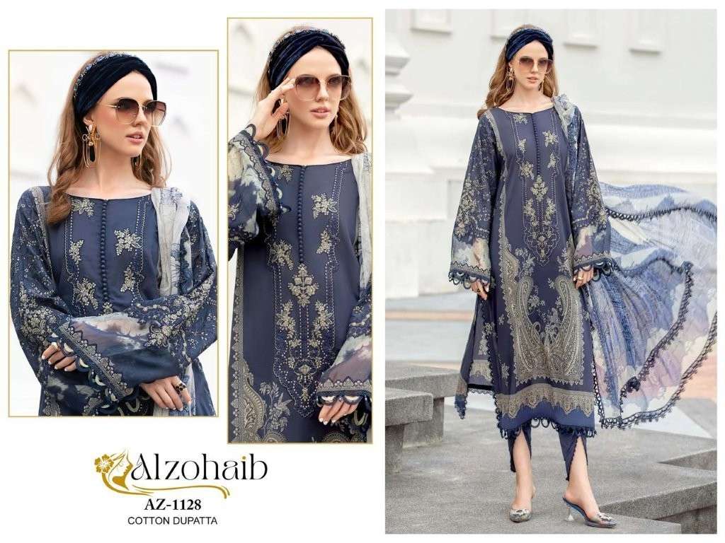 ALZOHAIB AZ-1128 COLOUR HEAVY EMBROIDERY COTTON PRINTED PAKISTANI DRESS-00062