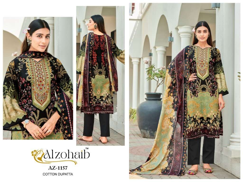 ALZOHAIB AZ-1157 COLOUR HEAVY EMBROIDEY COTTON PAKISTANI DRESS-00071