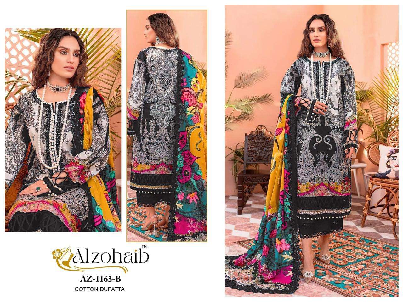 ALZOHAIB AZ-1163 COLOUR HEAVY EMBROIDERY COTTON PRINTED PAKISTANI DRESS-00071