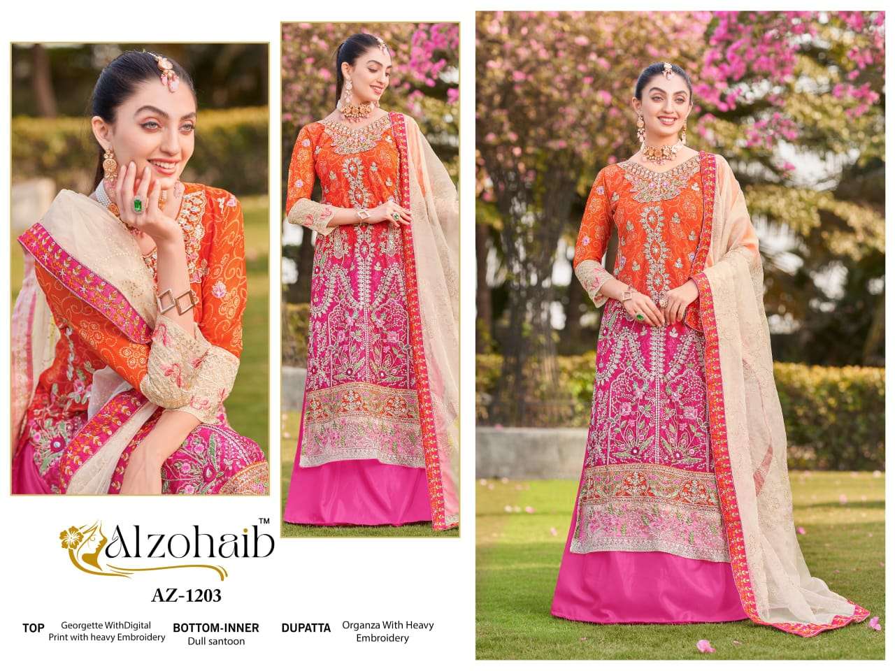 ALZOHAIB AZ-1203 HEAVY EMBROIDERY GEORGETTE PAKISTANI DRESS-00062
