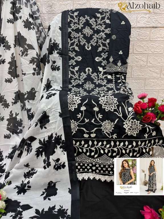 ALZOHAIB RUBA VOL-1 AZ-1231-A TO AZ-1231-D SERIES PURE RAYON PRINTED PAKISTANI DRESSES-00011