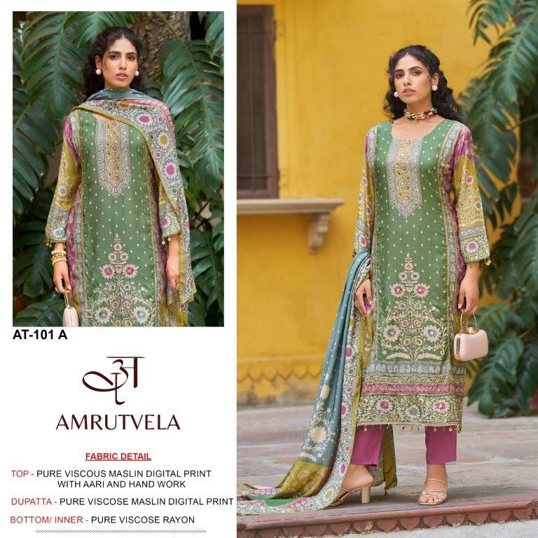 AMRUTVELA AT-101 DESIGNER HEAVY VISCOSE MUSLIN PRINTED PAKISTANI DRESSES-00011