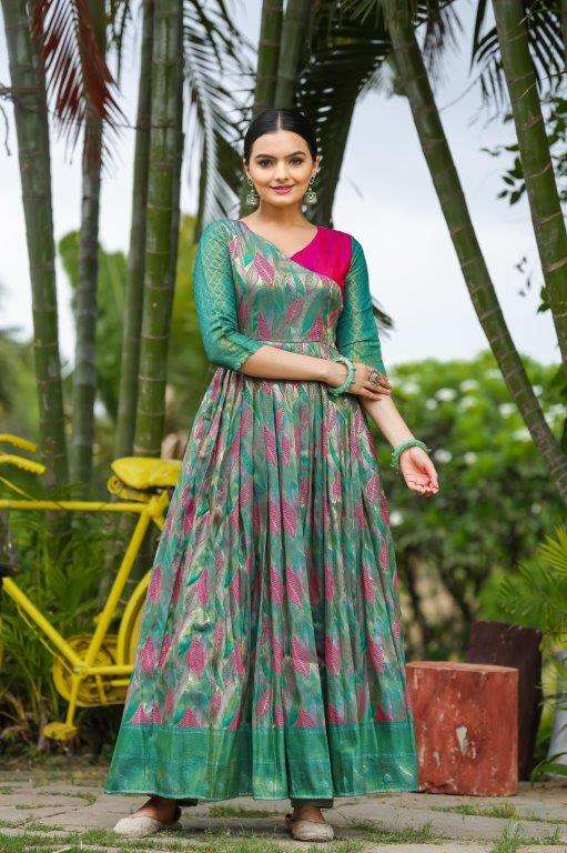 ANUSHKA BY ASLIWHOLESALE DESIGNER PURE SOFT SILK PRINTED GOWNS-00282