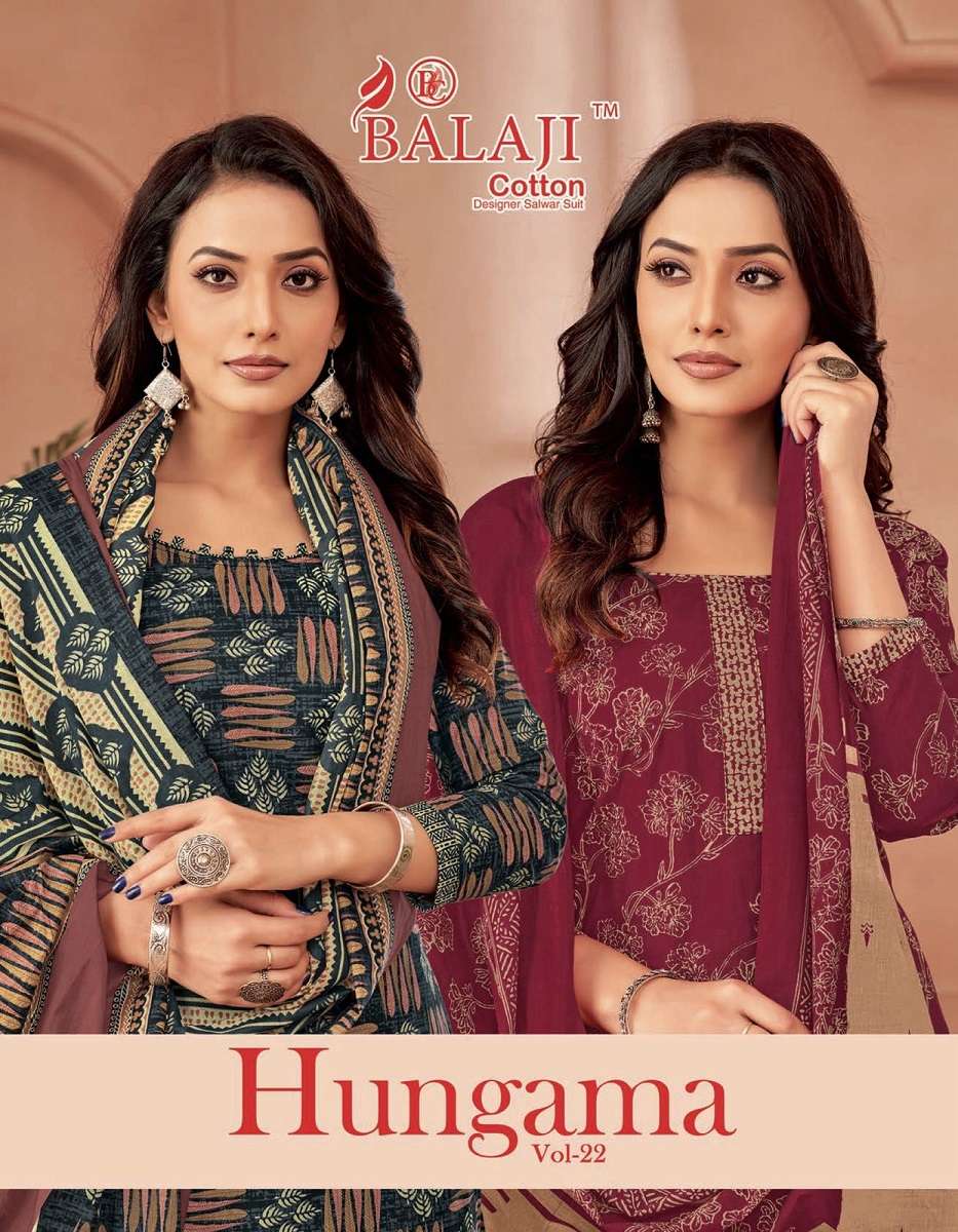 BALAJI COTTON HUNGAMA VOL-22 2201 TO 2212 SERIES PURE COTTON PRINTED DRESSES-00015