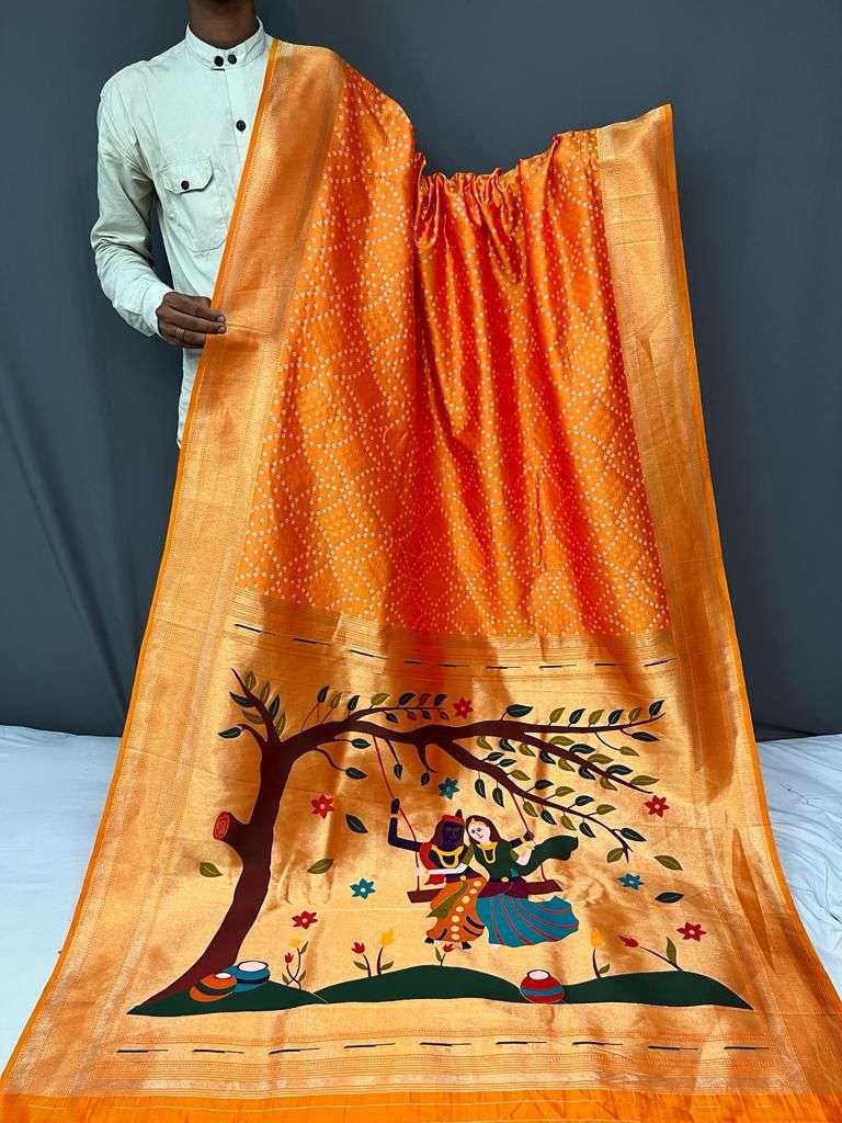 BANDHEJ PAITHANI BY ASLIWHOLESALE DESIGNER PURE SILK HEAVY BANDHANI SAREES-00282