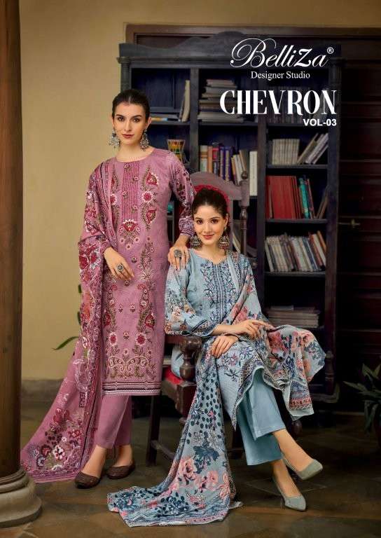 BELLIZA CHEVRON VOL-03 251-001 TO 251-006 SERIES PURE COTTON PRINTES PAKISTANI DRESSES-00011
