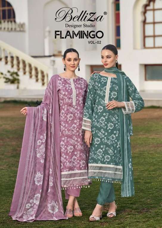 BELLIZA FLAMINGO VOL-2 PURE COTTON PRINTED PAKISTANI DRESSES-00011