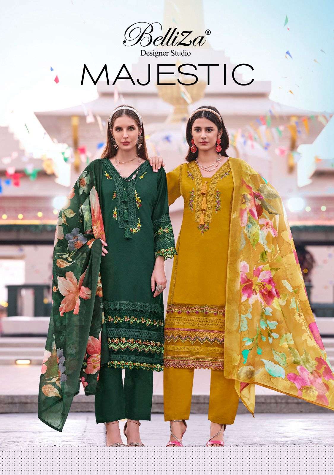 BELLIZA MAJESTIC 820-001 TO 820-006 SERIES PURE ROMAN SILK PAKISTANI DRESSES-00201