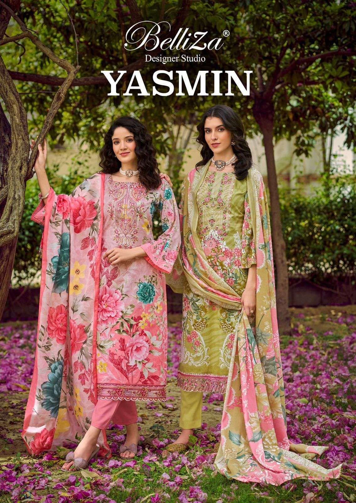 BELLIZA YASMIN 857-001 TO 857-008 SERIES PURE  COTTON PRINTED PAKISTANI DRESSES-00201