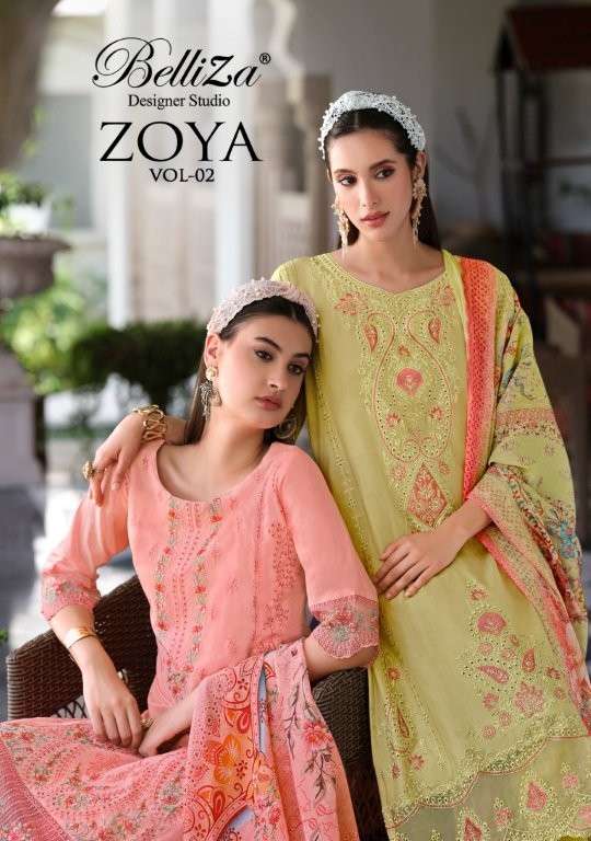 BELLIZA ZOYA VOL-02 850-001 TO 850-006 SERIES PURE LAWN  COTTON PRINTED PAKISTANI DRESSES-00011