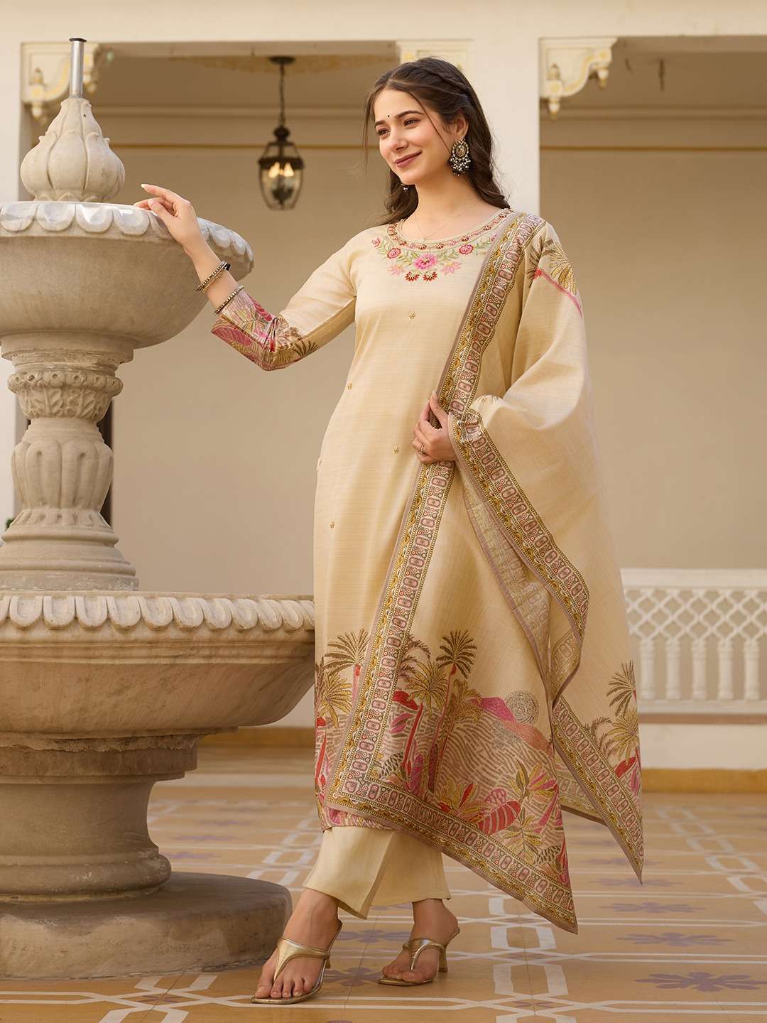 BF-22 BY ASLIWHOLESALE DESIGNER PURE VISCOSE ASSAM SILK EMBROIDERY DRESSES-00097