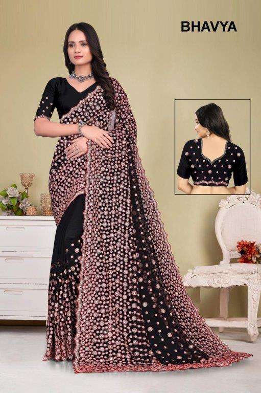 BHAVYA HASTI COLOUR BY ASLIWHOLESALE DESIGNER PURE GEORGETTE EMBROIDERY SAREES-00103