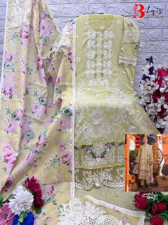 BILQIS B-1004-1005 COLOUR HEAVY EMBROIDERY LAWN COTTON PAKISTANI DRESSES-00201