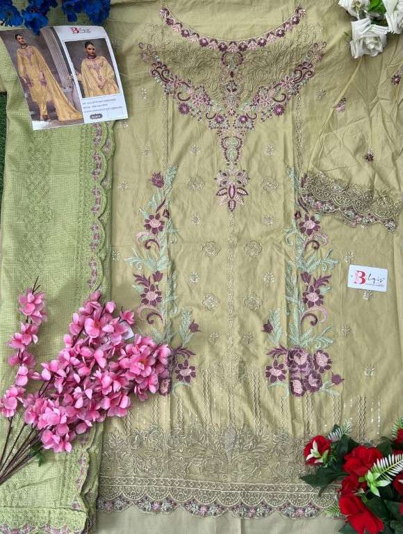 BILQIS B-184 COLOUR HEAVY EMBROIDERY COTTON PAKISTANI DRESSES-00201