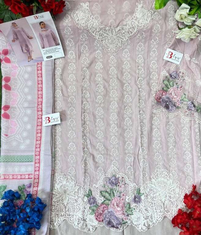 BILQIS B-185 COLOUR HEAVY EMBROIDERY COTTON PAKISTANI DRESSES-00011