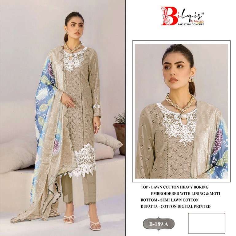 BILQIS B-189 COLOUR PURE LAWN COTTON PRINTED PAKISTANI DRESSES-00201