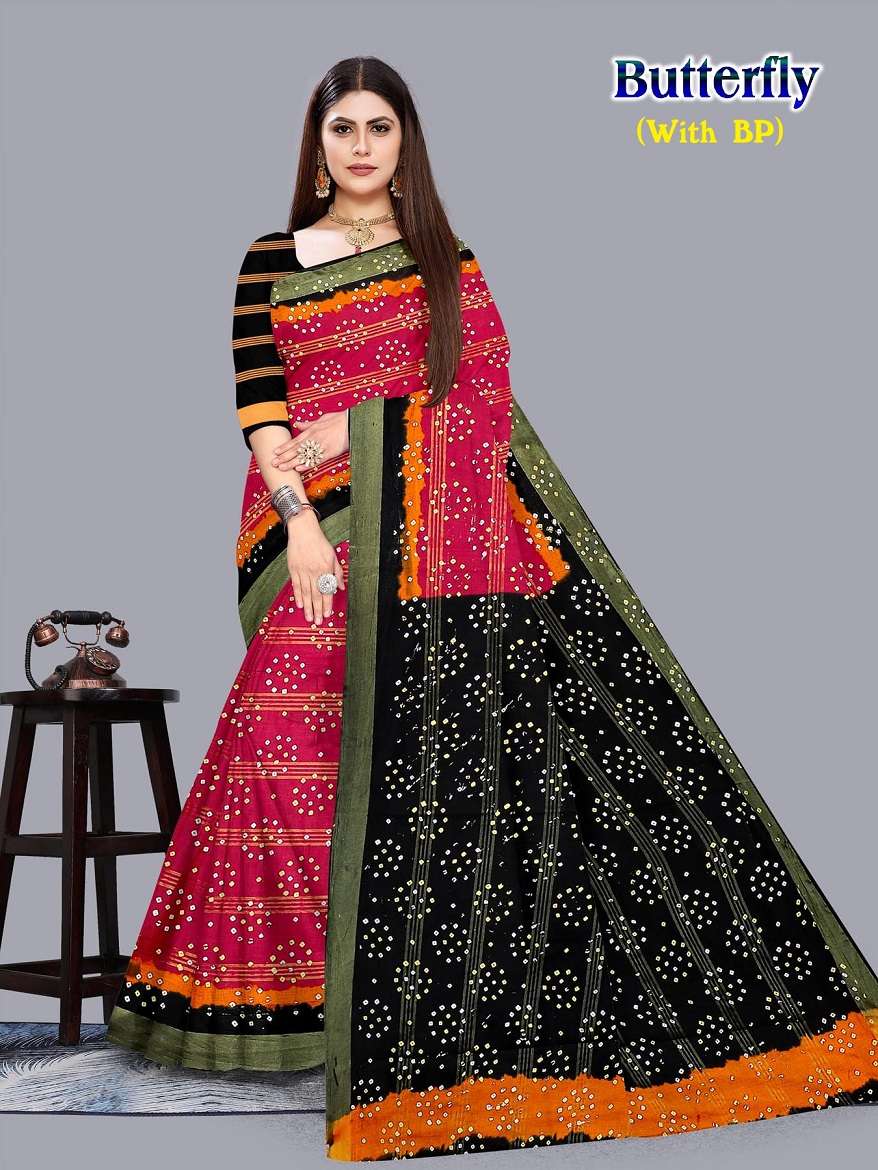 BUTTERFLY BY ASLIWHOLESALE DESIGNER PURE COTTON PRINTED SAREES-00015