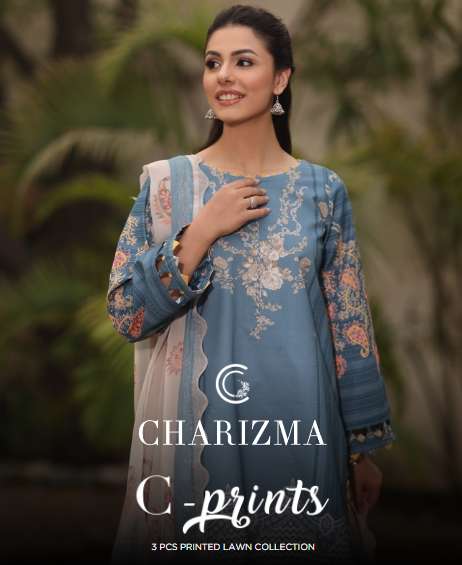 CHARIZMA C-PRINTS VOL-3 BY ASLIWHOLESALE DESIGNER PURE LAWN PAKISTANI DRESSES-00201