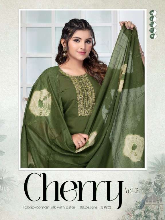 CHERRY VOL-02 BY ASLIWHOLESALE DESIGNER 201 TO 208 SERIES PURE ROMAN SILK DRESSES-00093