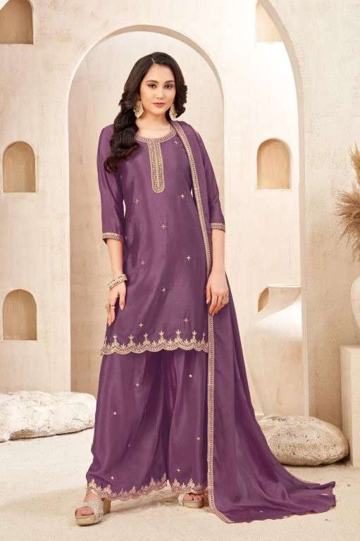 CHINON SUIT VOL-01 BY ASLIWHOLESALE DESIGNER PURE CHINON EMBROIDRY DRESSES-00014